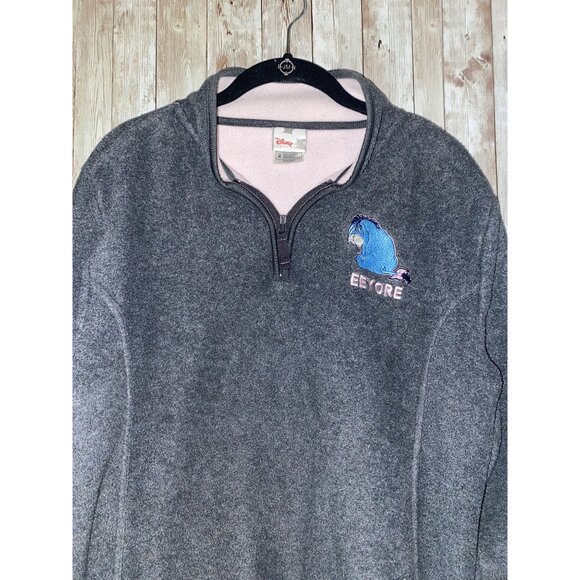 Disney Eeyore Women' s Grey Fleece Pullover Sweater Sweatshirt Size Medium - Picture 2 of 9
